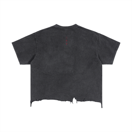 Vintage Wash Boxy Distressed Hem T-Shirt