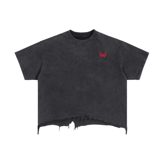 Vintage Wash Boxy Distressed Hem T-Shirt